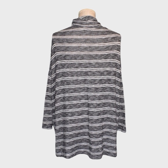 Postmark Anthropologie Mika Black White Striped Oversized Turtleneck Top - Picture 2 of 6